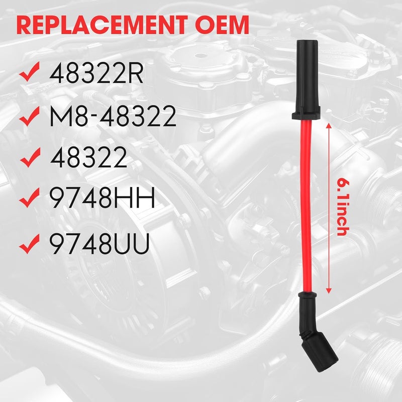 Ozikutech 8 Pcs Spark Plug Wires Set Compatible with Chevy Silverado Tahoe Suburban Avalanche GMC Sierra Yukon Cadillac Escalade, Replace for 48322R 48322 9748HH 9748UU, with 4.8 5.3 6.0 6.2 LS v8 - Image 2